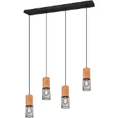 TRIO Lampe de salle à manger suspendue au-dessus de la table avec 4 douilles en bois
