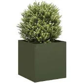 vidaXL Bac à plantes vert olive 40x40x40 cm Acier laminé à froid