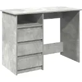 vidaXL Bureau gris béton 102x50x75 cm Bois composite