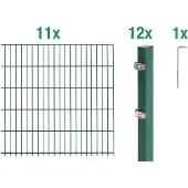 Alberts 648770 Clôture en treillis double comme set complet de clôture 24 pièces, vert, hauteur 100 cm, longueur 22 m