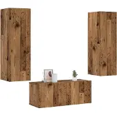 vidaXL Armoires murales TV 3 pcs. Aspect vieux bois Matériaux dérivés du bois