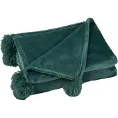 Jline Plaid pompon polyester vert fonce