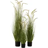 J-Line Herbes + graminees en pot plastique vert large
