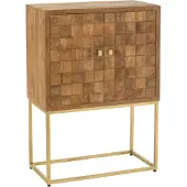 J-Line Commode Bois Manguier Pied Métal Or 76x40x122cm