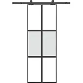 vidaXL Porte coulissante avec ferrure 76x205 cm verre trempé & aluminium