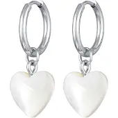 Elli Boucles d'oreilles 'Herz' argent / blanc