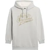 Superdry pour femme. W8011756A Robe à capuche avec logo métallique Luxe grey (XXS/XS), Casuel, Gris, Coton, Manche longue