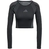 Adidas T-shirt fonctionnel 'Seamless Knitted Long Sleeve' gris / noir