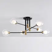 LumenXL Suspension design noir et doré, 6 lumières - Aura