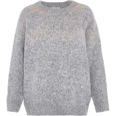 Jalene Pull-over 'Fairy Isle' gris chiné / pêche