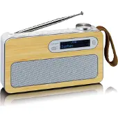 Lenco PDR-040EF - Radio DAB+ portable avec Bluetooth 5.0 et horloge et fonction réveil - 3 Watt RMS - Batterie 2000mAh - Bambou