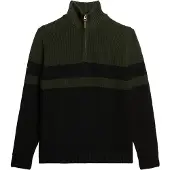Superdry pour homme. M6110651A Henley en jersey Cotton Classics rayé vert olive, noir (S), Casuel, Coton