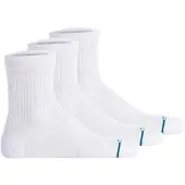 Stance Unisexe, Chaussettes, Socken Casual Icon Quarter, Blanc, (Lot de 3, 35 - 37)
