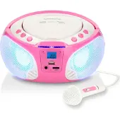 Lenco Radio FM portable avec microphone et lecteur CD - SCD-650PK - Rose