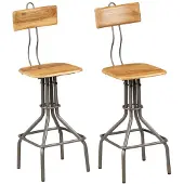 vidaXL Tabouret de bar 2 pcs. Vieux bois teck