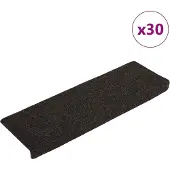 vidaXL Tapis d'escalier autocollants 30 pièces 65 x 21 x 4 cm Marron foncé Bord rectangulaire