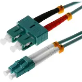 Helos Câble de raccordement fibre optique OM3 Duplex LSZH 3,0 mm LC/SC bleu aqua 5,0 m