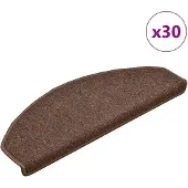 vidaXL Tapis d'escalier 30 pièces 65 x 24 x 4 cm Marron Demi-rond Grand