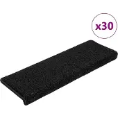 vidaXL Tapis d'escalier 30 pièces 65 x 21 x 4 cm Noir Bord rectangulaire