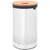 Brabantia Corbeille à Linge avec Couvercle en Liège 60 Litres - White