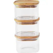 Pebbly Boîte Hermétique Pebbly Carré Bois 500 ml (3-Pièces)
