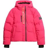 Superdry Femme Doudoune de ski Droite à Capuche Rose Taille: 36