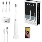 AENO Brosse à dents électrique sonique intelligente ADB0001S, 4 + 8 modes de nettoyage intelligents, charge sans fil, 46 000 tr/min, 90 jours sans recharge, IPX7, 3 têtes de brosse incluses, blanc