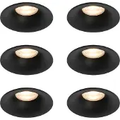 QAZQA Lot de 6 spots encastrés noirs GU10 50 mm - Gijs