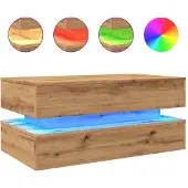 vidaXL Table basse avec lampes LED Chêne Artisan 90x50x40 cm