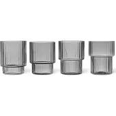 Ferm Living Ripple Verres Set de 4 Smoked Grey
