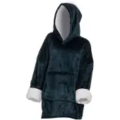 Atmosphera Plaid à manches et capuche en flanelle bleu égéen - Taille L-XL