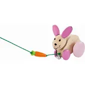 Selecta Jouets Hanna Hoppel Lapin à tirer, jouet à pousser, jouet pour tout-petit, bois, 13 cm, 62023