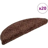 vidaXL Tapis d'escalier 20 pièces 56x17x3 cm Marron Demi-rond