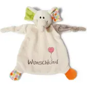 Nici 40038 Doudou Éléphant, Message Et Image Motif Brodé,``Désir Enfant, 25 X 25 Cm