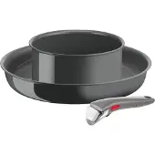 Tefal Ingenio Renew - Set de 3 pièces fr, Réchaud, Casserole, Poignée amovible, Induction, Revêtement anti-adhésif en céramique, Lavable au lave-vaisselle, Fonction Thermo-Signal, France