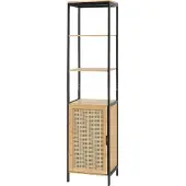 En.casa Armoire haute 'Tervola' 172x40x35cm bambou/rotin noir
