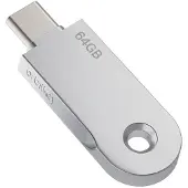 OrbitKey USB-C keyring flash drive, 64GB (64 Go, USB-C), Clé USB, Argent