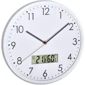 TFA-Dostmann TFA - Analoge Wanduhr mit digitalem Thermometer und Hygrometer 60.3048.02 - weiß