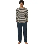 Marc O'Polo Pyjama court 'Mix & Match' beige / bleu foncé