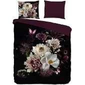 Muller Textil Enveloppe de couette "fleurs" - Bordeaux - (240x200/220 cm) - Microfibre