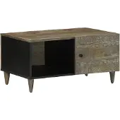 vidaXL Table basse gris clair 80x50x40 cm bois massif mangue
