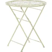 Beliani Table de bistrot de jardin vert clair en fer pliante vintage en métal ronde 70 cm pour 2 en extérieur style rétro français Résistant aux UV