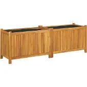 vidaXL Jardinière avec doublure 153x38,5x50 cm bois massif d'acacia
