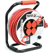 YATO Enrouleur de câble en tôle 3 x 2,5 mm, IP44, 50 m