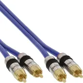 InLine Premium - Câble audio - RCA mâle pour RCA mâle - 15 m - câble coaxial à double blindage - bleu