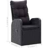 vidaXL Chaises longues de jardin 2 pcs. avec coussins Poly rotin noir
