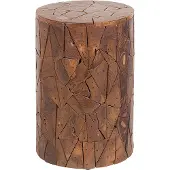 Beliani Table basse en teck brun table basse en bois 30 x 46 cm, multifonctionnelle ronde style scandinave, rustique moderne