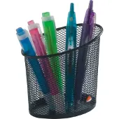 Alba Stifteköcher Mesh, aus Drahtmetall, schwarz rund, Durchmesser: 60 mm, Höhe: 105 mm, erlaubt eine