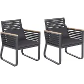 Beliani Lot de 2 Chaises de Jardin Noir Canetto Lumarko