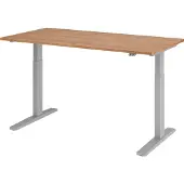 Hjh OFFICE PRO Bureau réglable en hauteur XMKA | 2 moteurs | 120-180 cm | électrique | noyer, Couleur du piètement:Argent, Dimension du plateau:160 x 80 cm